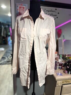 Ann Taylor Pale Pink Button-Front Blouse